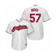 Men's Cleveland Indians #57 Shane Bieber Replica White Home Cool Base Baseball Jersey