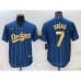 Men's Los Angeles Dodgers #7 Julio Urias Navy Blue Gold Pinstripe Stitched MLB Cool Base Nike Jersey