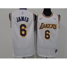 Men's Nike Los Angeles Lakers #6 LeBron James White Basketball Swingman Association Edition Stitched Jersey