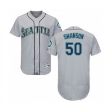 Men's Seattle Mariners #50 Erik Swanson Grey Road Flex Base Authentic Collection Baseball Player Stitched Jersey