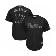 Men's Philadelphia Phillies #17 Rhys Hoskins Big Fella Authentic Black 2019 Players Weekend Baseball Jersey