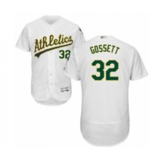 Men's Oakland Athletics #32 Daniel Gossett White Home Flex Base Authentic Collection Baseball Player Stitched Jersey