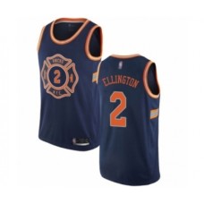 Men's New York Knicks #2 Wayne Ellington Authentic Navy Blue Basketball Jersey - City Edition