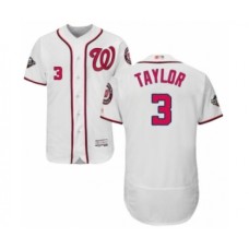 Men's Washington Nationals #3 Michael Taylor White Home Flex Base Authentic Collection 2019 World Series Bound Baseball Stitched Jersey