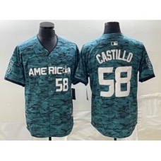 Men's Nike Seattle Mariners #58 Diego Castillo Number Teal 2023 All Star Stitched Baseball Jersey