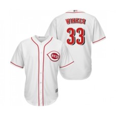 Men's Cincinnati Reds #33 Jesse Winker Replica White Home Cool Base Baseball Jersey