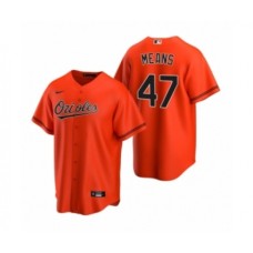 Men's Baltimore Orioles #47 John Means Nike Orange 2020 Replica Alternate Stitched Jersey