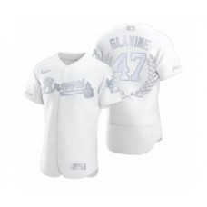 Men's Tom Glavine #47 Atlanta Braves White Awards Collection NL Cy Young Stitched Jersey