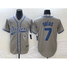 Men's Los Angeles Dodgers #7 Julio Urias Grey Cool Base Stitched Baseball Jersey