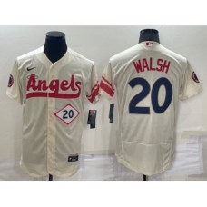 Men's Los Angeles Angels #20 Jared Walsh Number Cream 2022 City Connect Flex Base Stitched Jersey