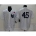 Men's New York Yankees #45 Gerrit Cole White No Name Stitched Rose Nike Cool Base Throwback Jersey