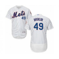 Men's New York Mets #49 Tyler Bashlor White Home Flex Base Authentic Collection Baseball Player Stitched Jersey