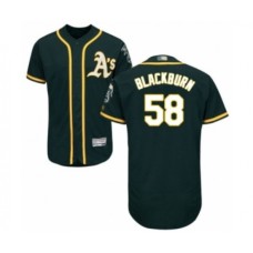 Men's Oakland Athletics #58 Paul Blackburn Green Alternate Flex Base Authentic Collection Baseball Player Stitched Jersey