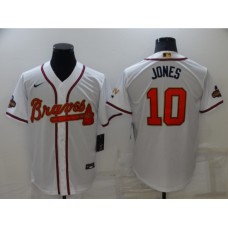 Men's Atlanta Braves #10 Chipper Jones Nike White 2022 Gold Program Authentic Player Stitched Jersey