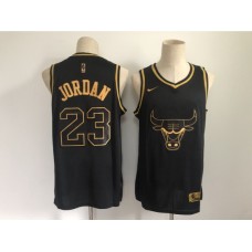 Men's Chicago Bulls #23 Michael Jordan Nike Black Gold Swingman Player Stitched Jersey