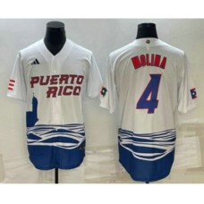 Men's Puerto Rico Baseball #4 Carlos Correa 2023 White World Baseball Classic Stitched Jerseys