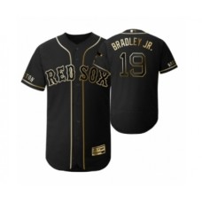 Men's 2019 Golden Edition Boston Red Sox Black #19 Jackie Bradley Jr. Flex Base Stitched Jersey