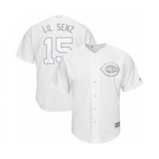 Men's Cincinnati Reds #15 Nick Senzel Lil Senz Authentic White 2019 Players Weekend Baseball Jersey