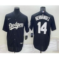 Men's Los Angeles Dodgers #14 Enrique Hernandez Black Turn Back The Clock Stitched Cool Base Jersey