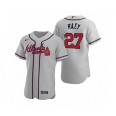 Men's Atlanta Braves #27 Austin Riley Nike Gray Authentic 2020 Road Stitched Jersey