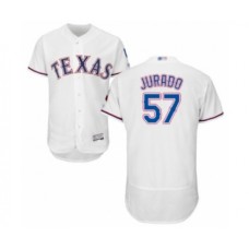 Men's Texas Rangers #57 Ariel Jurado White Home Flex Base Authentic Collection Baseball Player Stitched Jersey