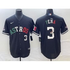 Men's Houston Astros #3 Jeremy Pena Number Mexico Black Cool Base Stitched Baseball Jersey