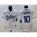 Men's Los Angeles Dodgers #10 Justin Turner Number White Cool Base Stitched Baseball Jersey