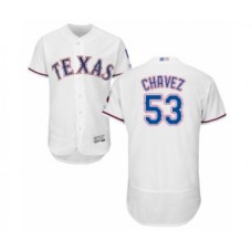 Men's Texas Rangers #53 Jesse Chavez White Home Flex Base Authentic Collection Baseball Player Stitched Jersey