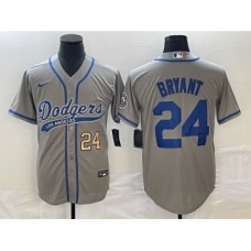 Men's Los Angeles Dodgers #24 Kobe Bryant Number Grey Cool Base Stitched Baseball Jersey