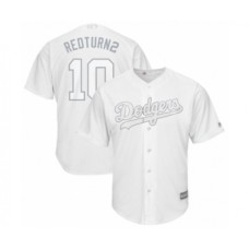 Men's Los Angeles Dodgers #10 Justin Turner Redturn2 Authentic White 2019 Players Weekend Baseball Jersey