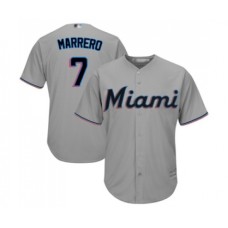 Men's Miami Marlins #7 Deven Marrero Replica Grey Road Cool Base Baseball Jersey