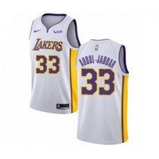 Men's Los Angeles Lakers #33 Kareem Abdul-Jabbar Authentic White Basketball Jersey - Association Edition