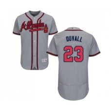 Men's Atlanta Braves #23 Adam Duvall Grey Road Flex Base Authentic Collection Baseball Jersey