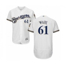 Men's Milwaukee Brewers #61 Bobby Wahl White Alternate Flex Base Authentic Collection Baseball Player Stitched Jersey