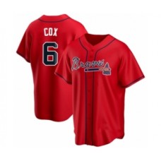 Men's Bobby Cox #6 Atlanta Braves Red Replica Alternate Stitched Jersey