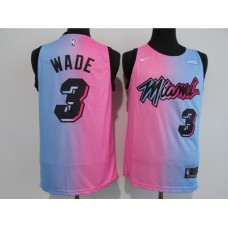 Men's Miami Heat #3 Dwyane Wade Pink-Blue Swingman Basketball Stitched Jersey