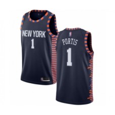 Men's New York Knicks #1 Bobby Portis Authentic Navy Blue Basketball Stitched Jersey - 2018 19 City Edition