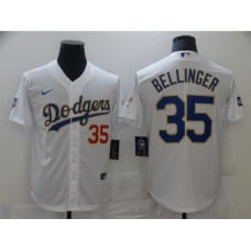 Men's Nike Los Angeles Dodgers #35 Cody Bellinger White Game Champions Authentic Stitched Jersey