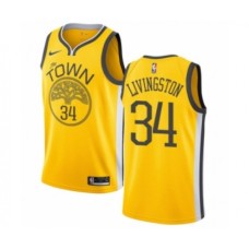 Men's Nike Golden State Warriors #34 Shaun Livingston Yellow Swingman Jersey - Earned Edition