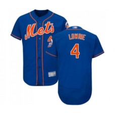 Men's New York Mets #4 Jed Lowrie Royal Blue Alternate Flex Base Authentic Collection Baseball Jersey