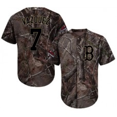 Men's Majestic Boston Red Sox #7 Christian Vazquez Authentic Camo Realtree Collection Flex Base 2018 World Series Champions MLB Jersey