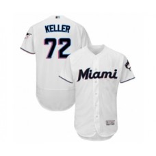 Men's Miami Marlins #72 Kyle Keller White Home Flex Base Authentic Collection Baseball Player Stitched Jersey