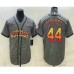 Men's Houston Astros #44 Yordan Alvarez Grey Gridiron With Patch Cool Base Stitched Baseball Jersey