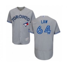 Men's Toronto Blue Jays #64 Derek Law Grey Road Flex Base Authentic Collection Baseball Player Stitched Jersey