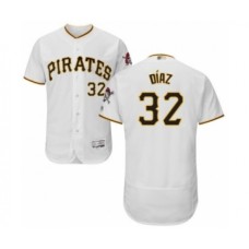 Men's Pittsburgh Pirates #32 Elias Diaz White Home Flex Base Authentic Collection Baseball Player Stitched Jersey