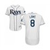 Men's Tampa Bay Rays #8 Brandon Lowe Home White Home Flex Base Authentic Collection Baseball Jersey