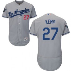 Men's Majestic Los Angeles Dodgers #27 Matt Kemp Grey Road Flex Base Authentic Collection 2018 World Series MLB Jersey