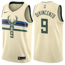 Men's Nike Milwaukee Bucks #9 Donte DiVincenzo Swingman Cream NBA Jersey - City Edition