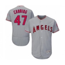 Men's Los Angeles Angels of Anaheim #47 Griffin Canning Grey Road Flex Base Authentic Collection Baseball Player Stitched Jersey