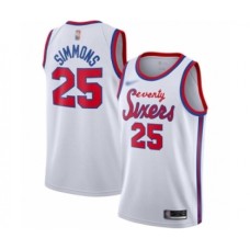 Men's Philadelphia 76ers #25 Ben Simmons Authentic White Hardwood Classics Basketball Stitched Jersey